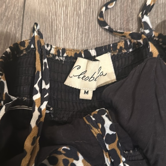 Cleobella Leopard Print Midi Maxi Dress Cheetah Brown Button front - Picture 9 of 9